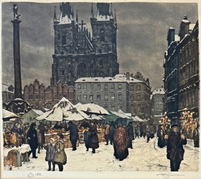 Tavík Šimon František (1877 - 1942) : Mikulášský trh na Staroměstském náměstí
